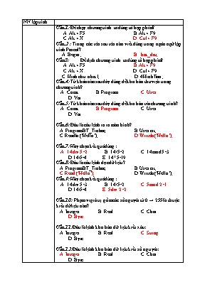 18 câu hỏi trắc nghiệm môn Tin học lớp 8 (Có đáp án)